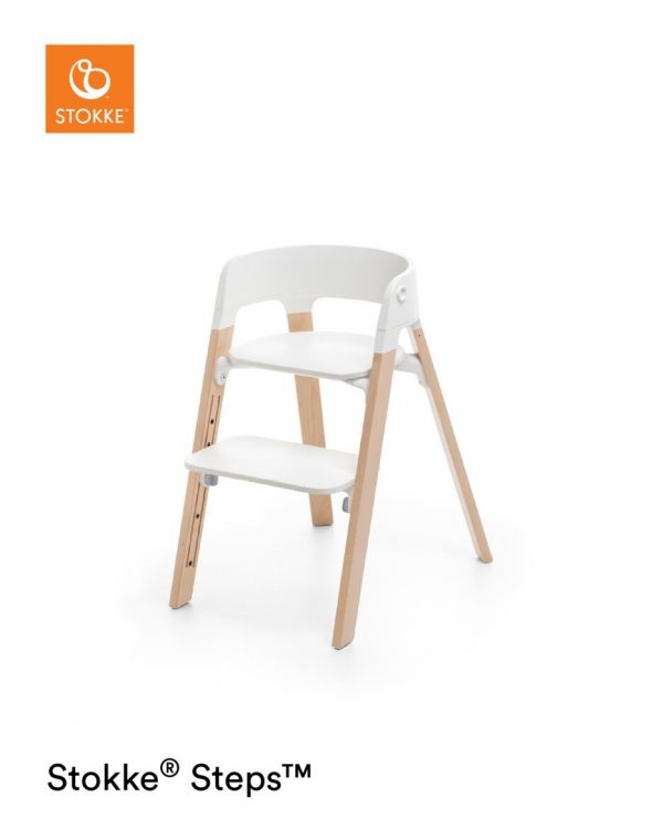 Stokke® Steps™ Stoel - Beech Wood - White Seat/Natural Legs