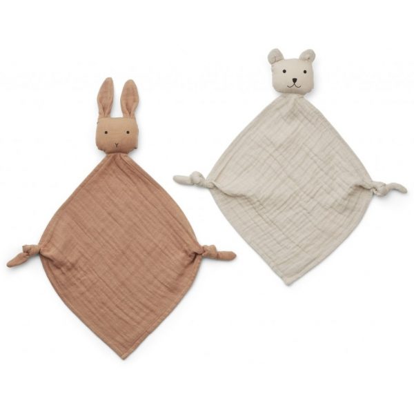 Liewood Yoko Mini Knuffeldoekje 2-Pack - 25x25 cm. - Tuscany Rose/Sandy Mix