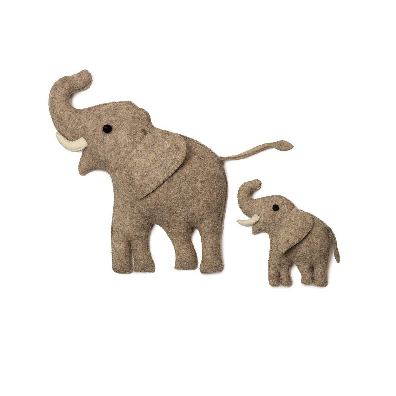 KidsDepot Muurdecoratie van vilt olifant Olli - grijs -