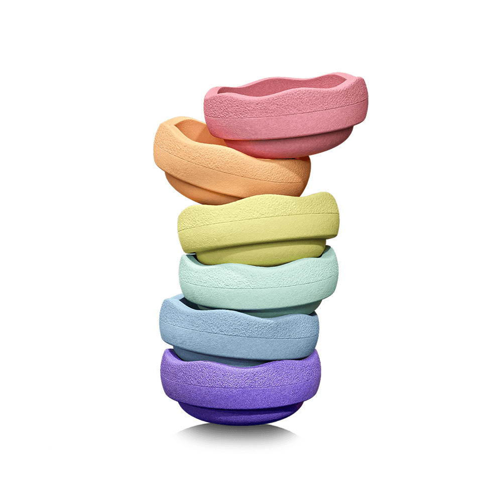 Stapelstenen Rainbow Pastel - Duurzaam Buiten en Binnen Speelgoed - 6-delig