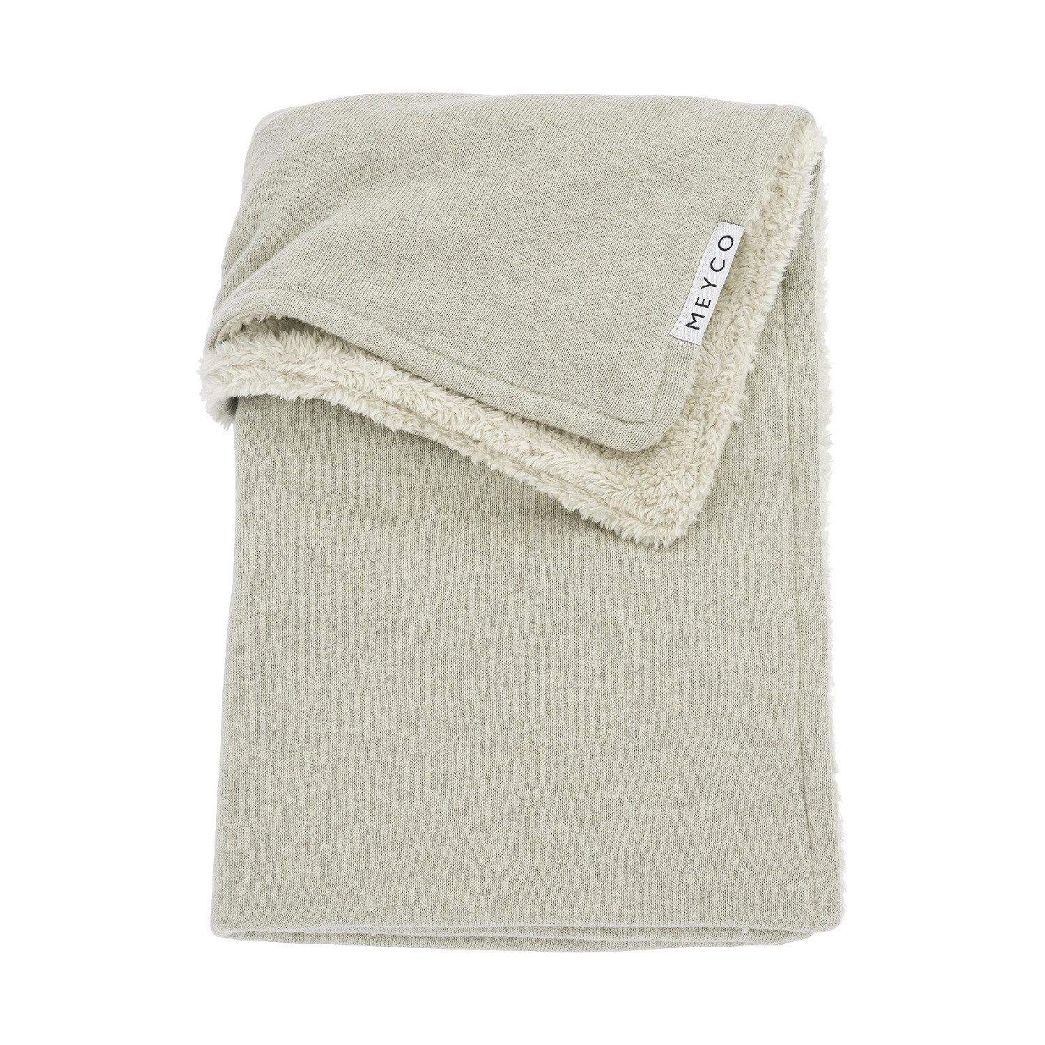 Meyco Knit Basic fleece ledikant deken - sand melange - 100x150cm