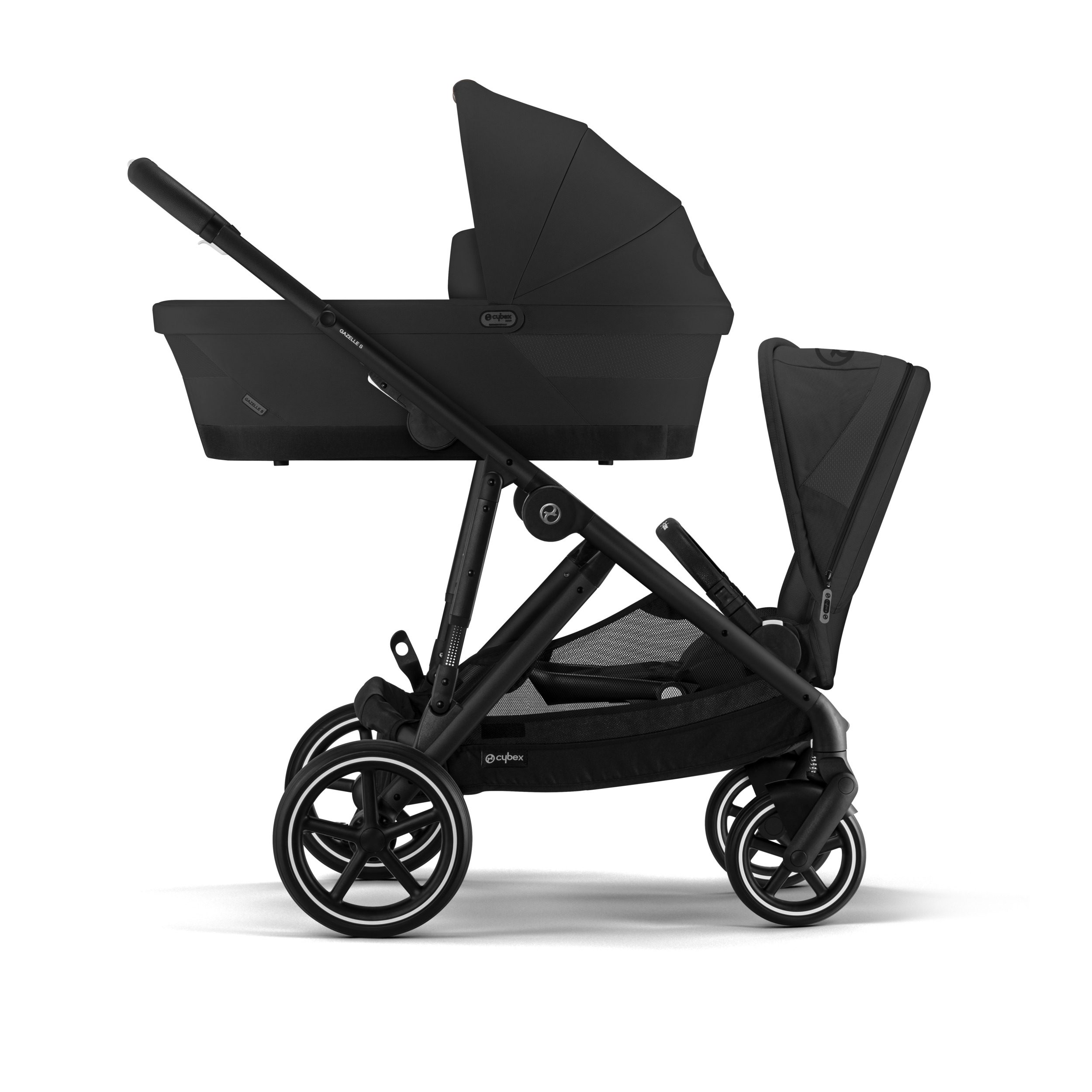 Elektrisch ontwikkelen Gedwongen Cybex Gazelle S Duo Kinderwagen - Zwart Frame online kopen - Baby Plus -  Babywinkel