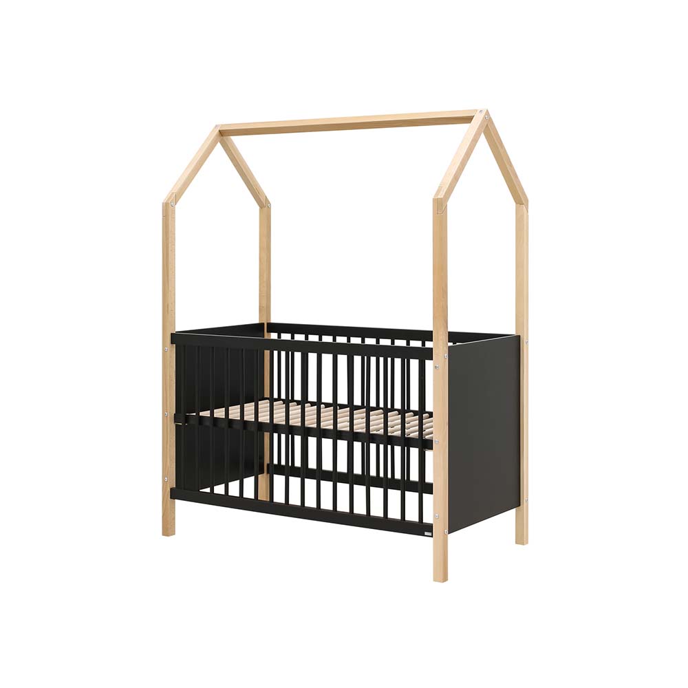 ToiToiKids Homy Ledikant - 60x120 cm. - Matt Black/Natural