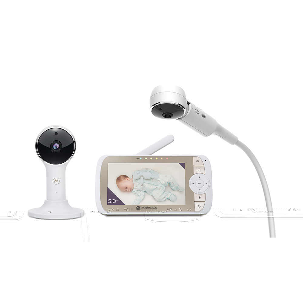 Motorola Nursery Babyfoon - VM65X Connect - Wit - Video Babyfoon - met Motorola Nursery App - 5-inch Monitor - Nachtvisie - Flexibele Wieghouder