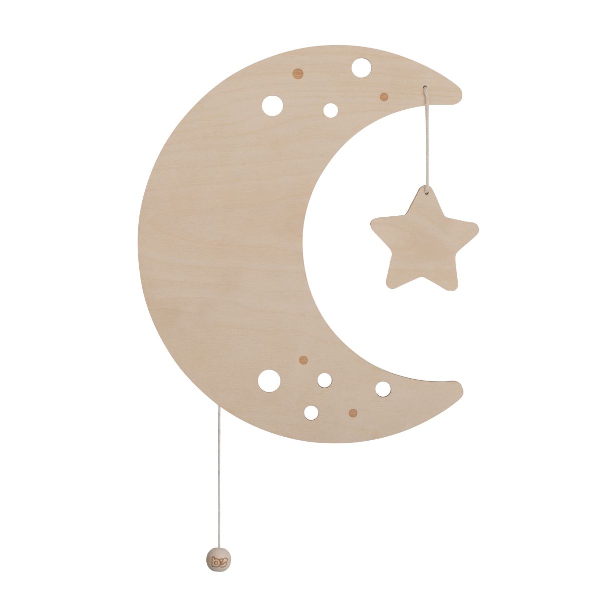 Baby's Only Houten wandlamp babykamer & kinderkamer - Maan - Wonder - Bruin - FSC-keurmerk - Duurzame ledverlichting - 25.000 branduren - Eenvoudig aan de muur te bevestigen