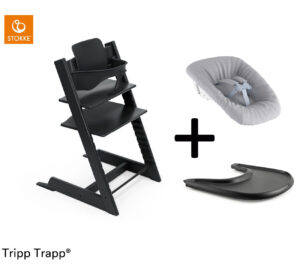 Stokke Tripp Trapp Compleet + Newborn Set + Tray Black-Black V2