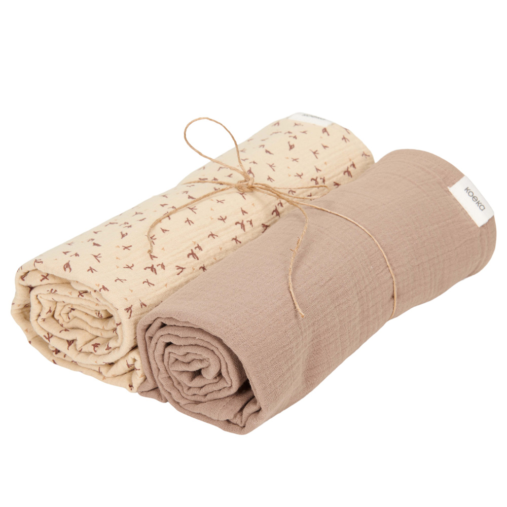 Koeka Hydrofiel Swaddle 2-Pack Trail - Beige/Caffe