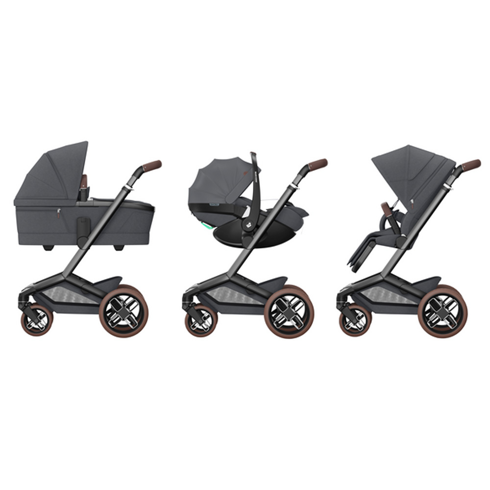 Maxi-Cosi Fame Kinderwagen - Twillic Graphite (Dark Frame + Brown Leather)