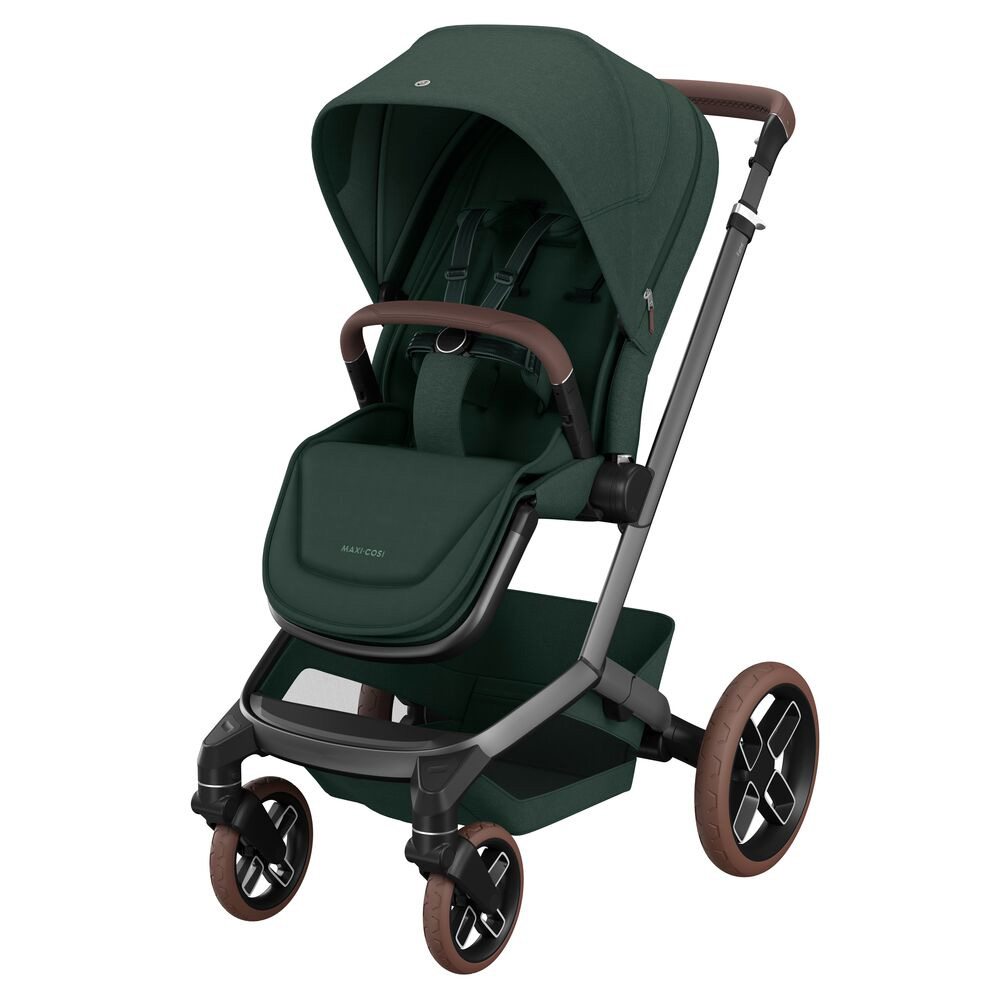 Maxi-Cosi Fame Kinderwagen - Twillic Green (Dark Frame + Brown Leather)